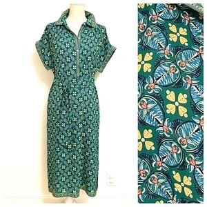 NWT Max Studio Green Print Midi Shirtdress